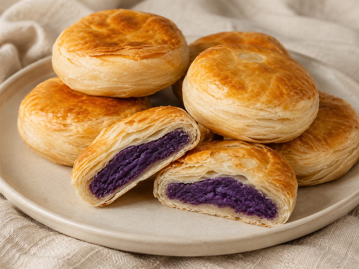 Ube hopia, pains feuilletés à la garniture violette