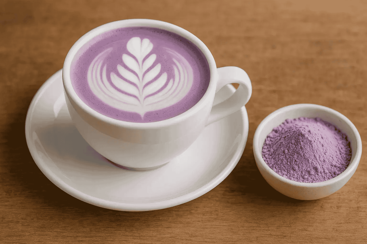 Tasse ube latte chaud