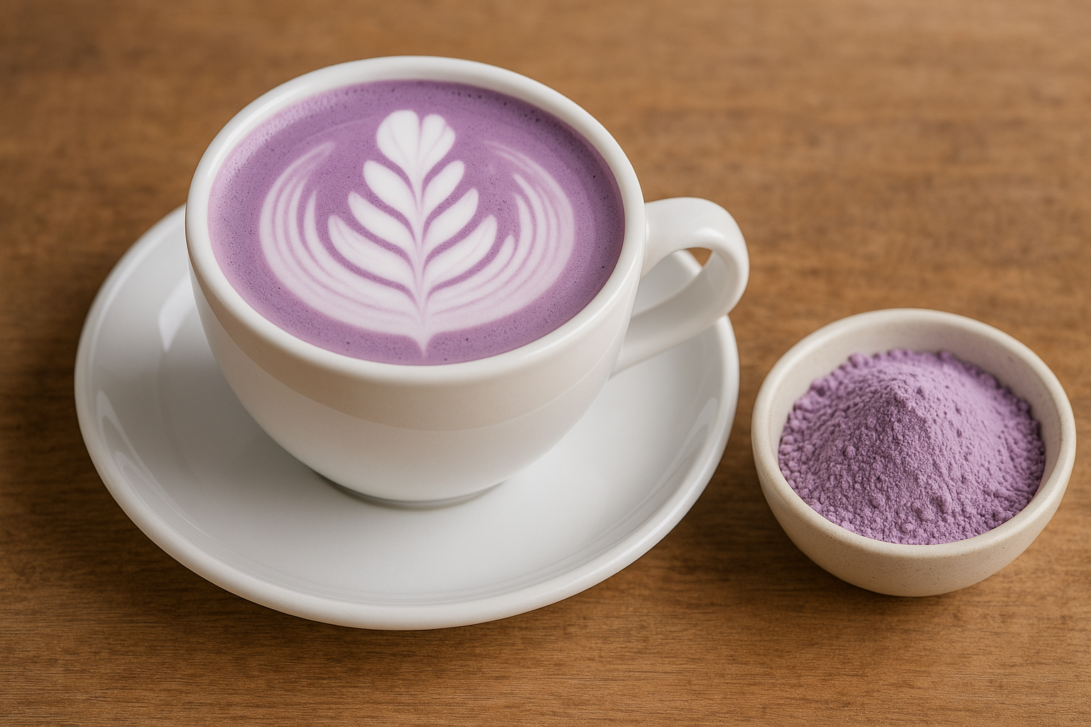Tasse ube latte chaud