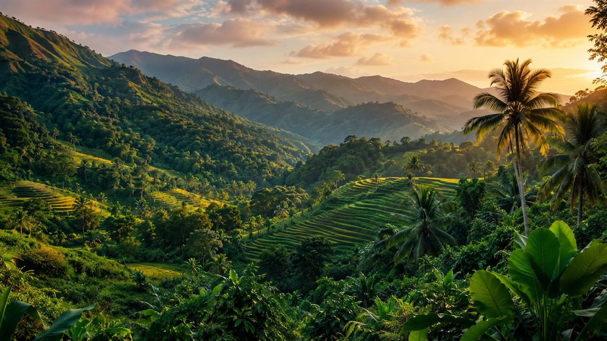 Paysage tropical des Philippines, terre d'origine de l'ube