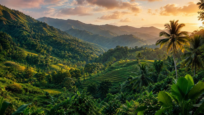 Paysage tropical des Philippines, terre d'origine de l'ube
