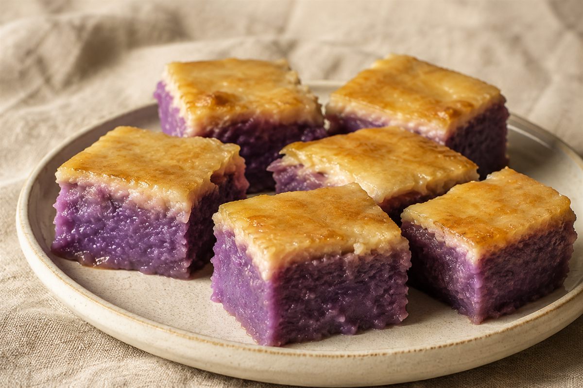 Ube cassava cake casero