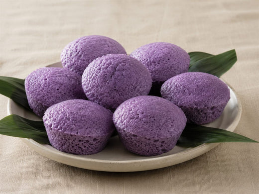 Ube puto, gâteaux de riz vapeur violets